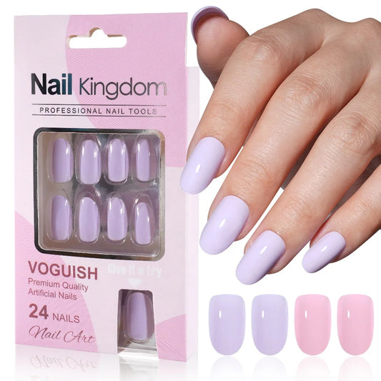 Wholesale 24pcs/box Short Nails Natural Decorated Artificial Fingernails Reusable Solid Color Press on Nails with Try on Window