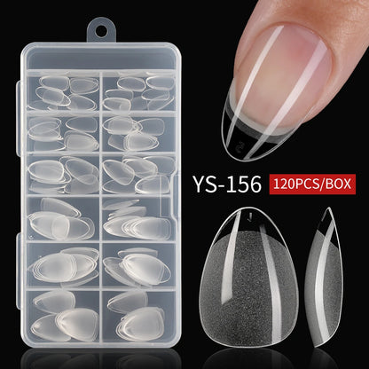 Wholesale 120/240/600Pcs Full Cover Frosted Almond False Nail Tips Supplies Clear Traceless Matte Extra Short Almond Nail Tips