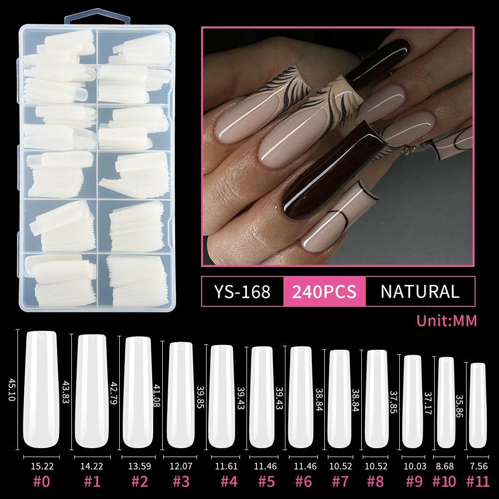 Wholesale Full Half Cover Long Stiletto Square Coffin Nails Tips Soft Gel Nail Extension Tips Nail Tips Non C Curve