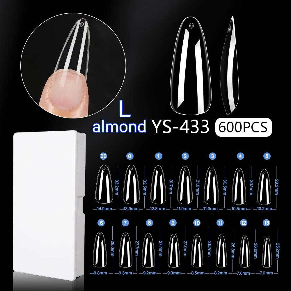 New Soft Gel X 600 Pcs 15sizes Nails No C Curve Full Cover Acrylic Nail Tips  Wholesale Almond Square Coffin Suppliers Nail Tips