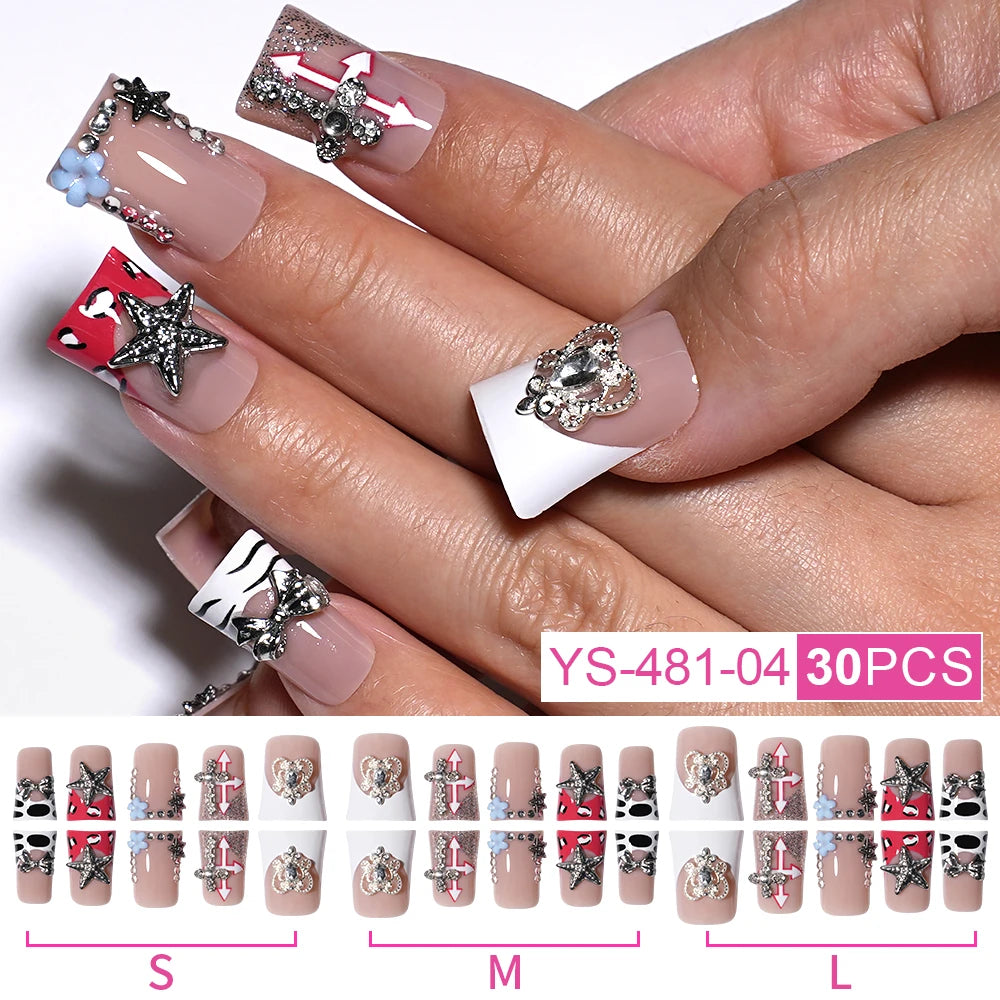 New Nail Supplier 30PCS Duck Feet Shape Nails 3D Luxury Finger Artificial French Design Acrylic Duck Press on Nails