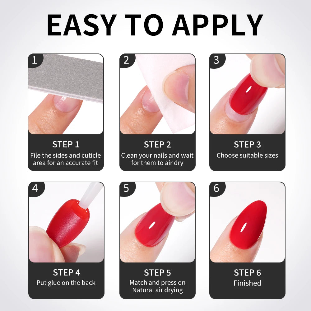 Custom Private Label 160pcs Cherry Wine Red Pink False Nails Reusable Solid Color Short Almond Gel Press on Nails Art Manicure
