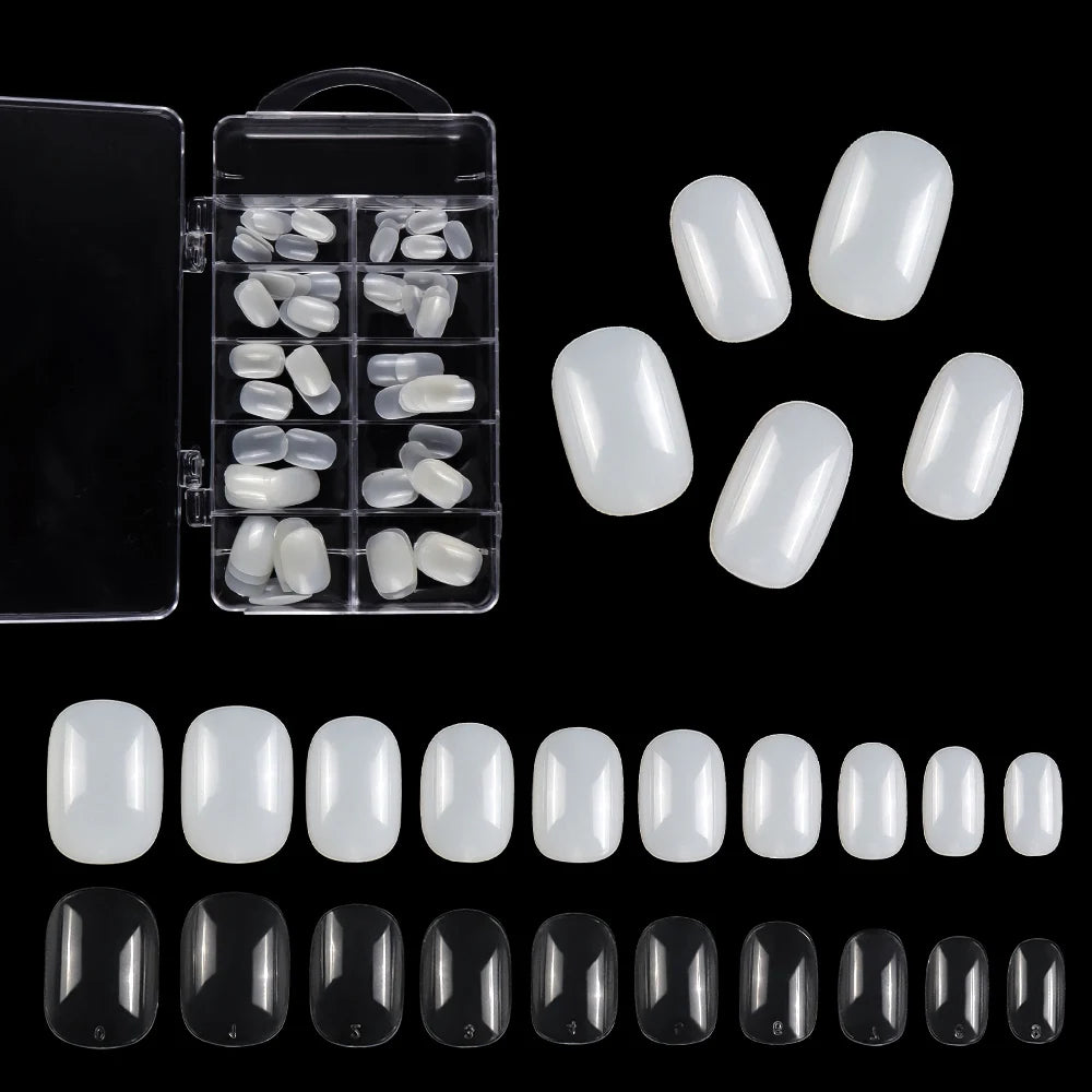 Wholesale Children's Nails Acrylic Full Cover 100 Pcs/Box Flat Square False Fingernails Clear Soft Gel Kids Nail Tips