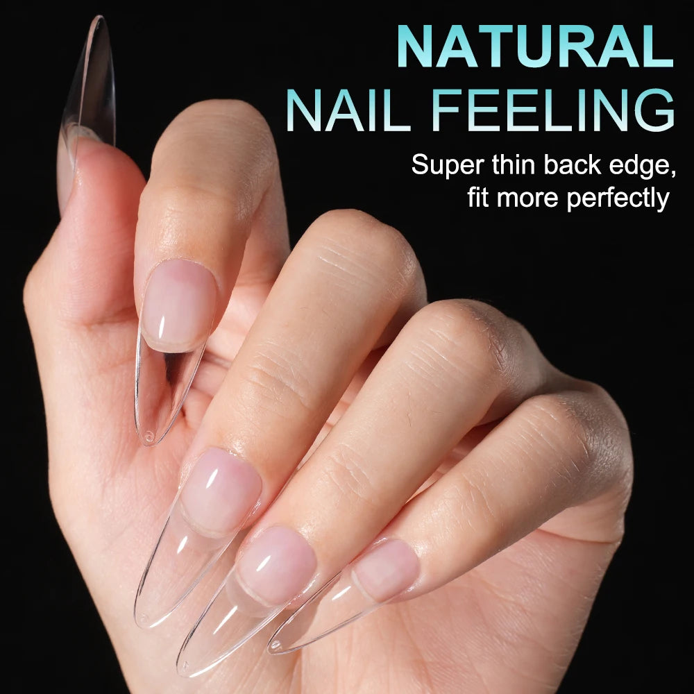 Wholesale 120pcs/bag Full Cover Manicure Clear Nail Tips Traceless Medium Stiletto Half Matte Acrylic Nail Tips for Nail Art