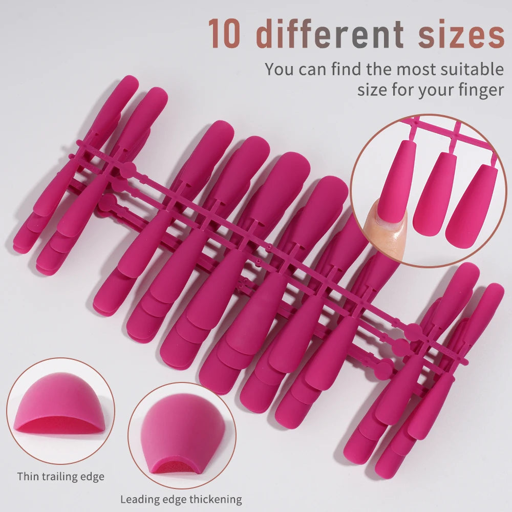 Factory Supplying False Nail Full Cover Waterproof Long Coffin Matte Rainbow Solid Colors Nails Tips Designer Press on Nails